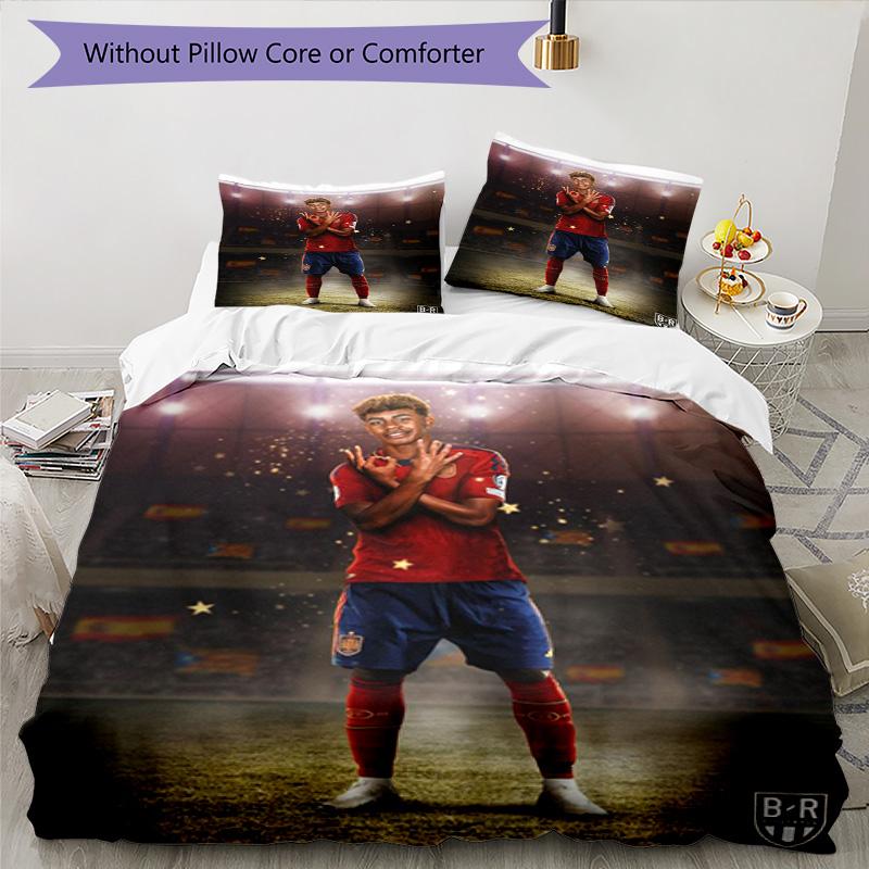 Lamine Yamal Barcelona Jubiläums Bettwäsche Set, Weiche Bettwäsche für Schlafzimmer Heimdekoration, Perfektes Geschenk für Fußballfans, Atmungsaktiver Bettbezug mit P