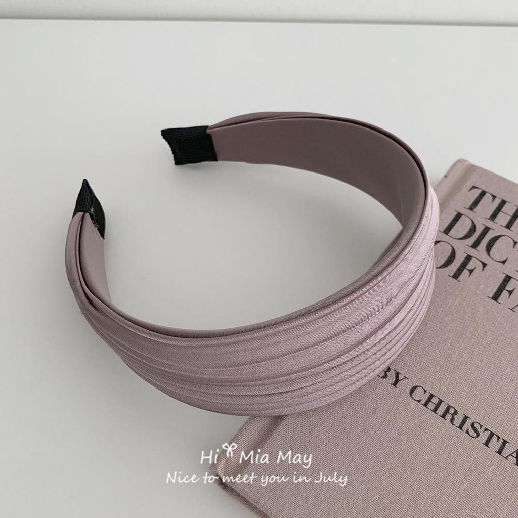 Women's 2025 White Pleated Wide Headband: Volumizing Sports & Summer Hair Accessory