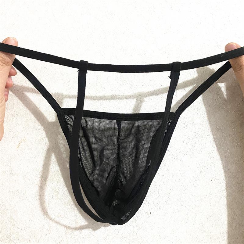 Men's Transparent Mesh Double Strap Thong