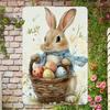 Charming Blue Scarf Bunny with Easter Egg Metal Plaque X Inches Rustic Wall Art Spring Easter Mothers Day Decoration