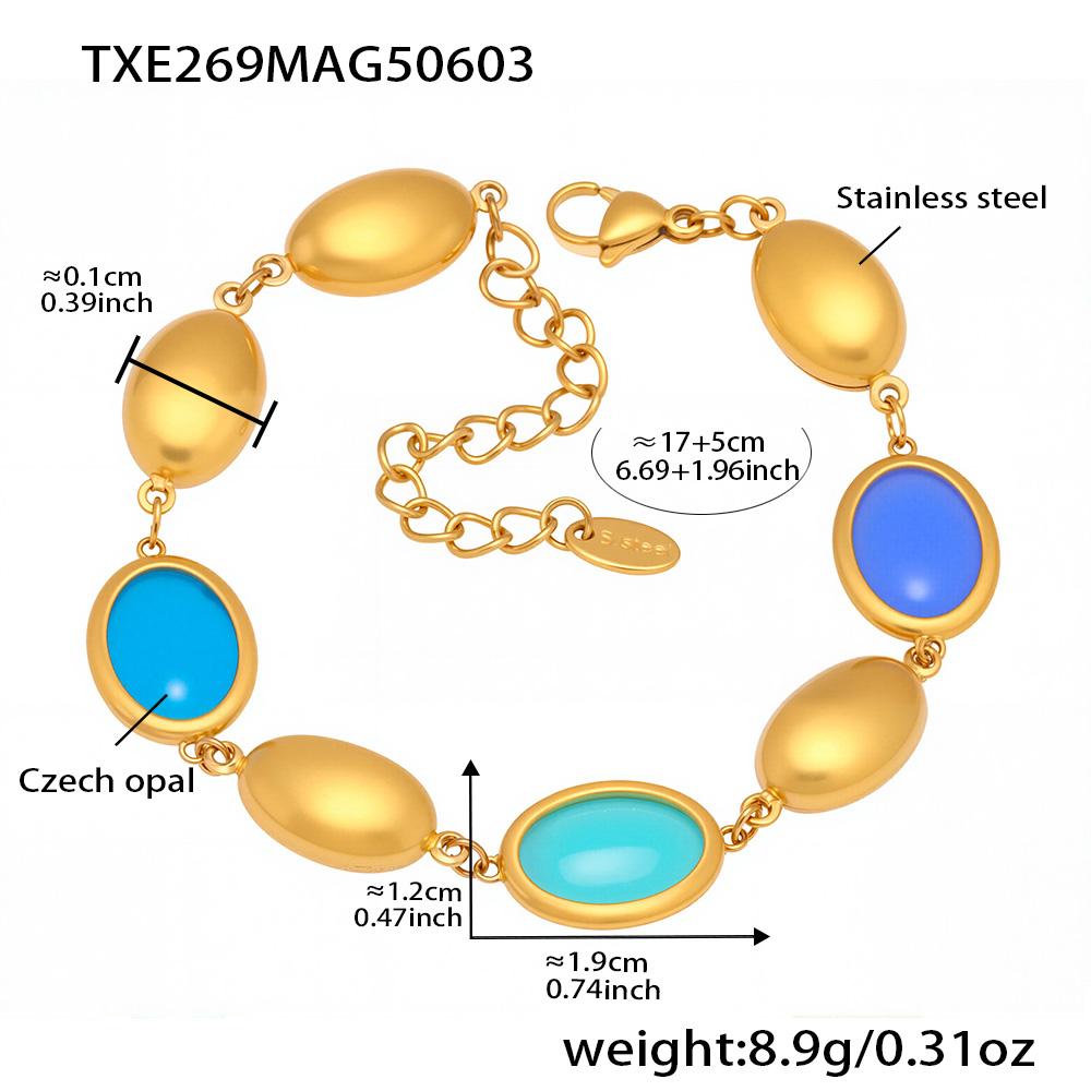 Unique Necklace Bracelet Earring In Stainless Steel With Multi Color Opal Necklaces Matching Bracelets Dangle Earrings For Women