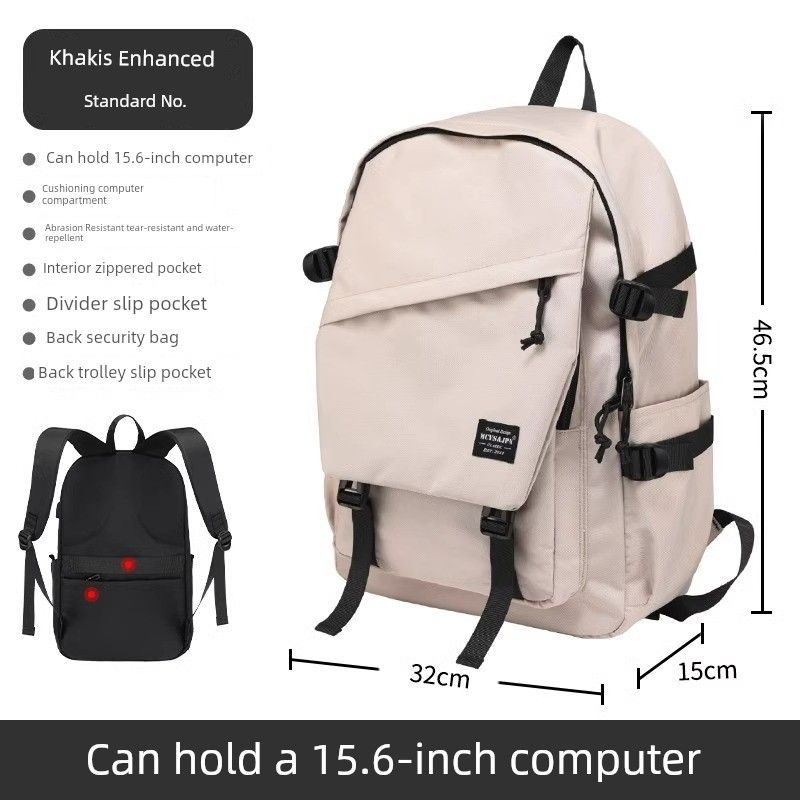 

2025 New Schoolbag Women College Student Design Original Niche High School Student Backpack Backpack School Bag for School Khaki Enhanced small size