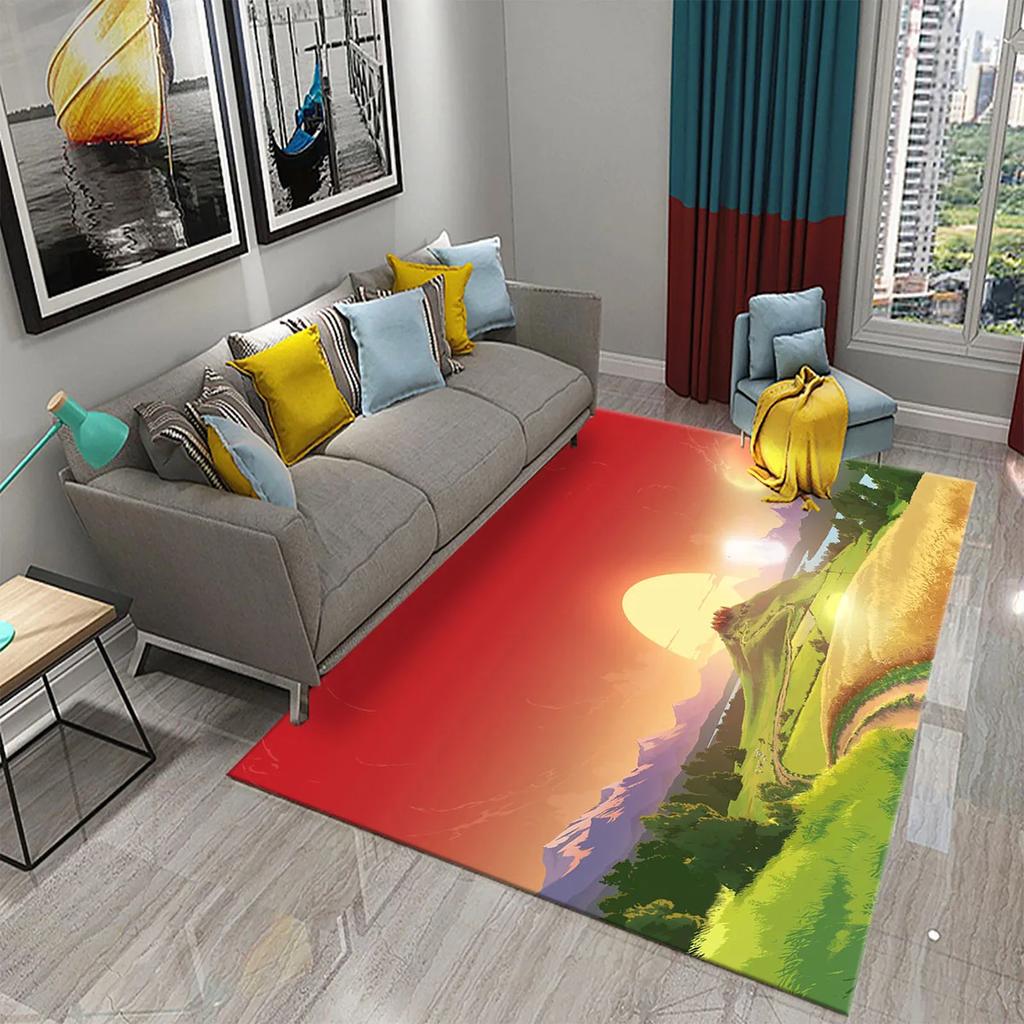 3D Colorful Cartoon Sunrise Carpet for Bathroom Entrance Non-Slip Mat Kitchen Living Room Kids Bedroom Decor Floor Carpet Rugs