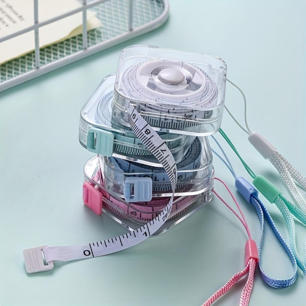 Cute Mini Soft Tape Measure, Portable and Extendable Lock - Durable and Easy To Store, Can Wipe Transparent Shell and Suspension Ring