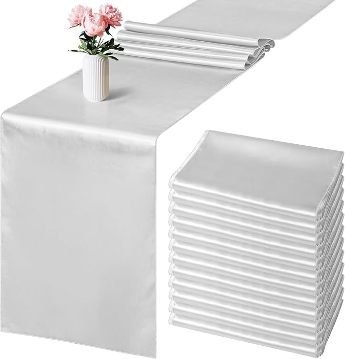 Confezione da 2 Runner da Tavola 30 x 274 cm Bordo Lungo in Raso di Seta per Matrimonio Banchetto Natale Festa di Compleanno Decorazione