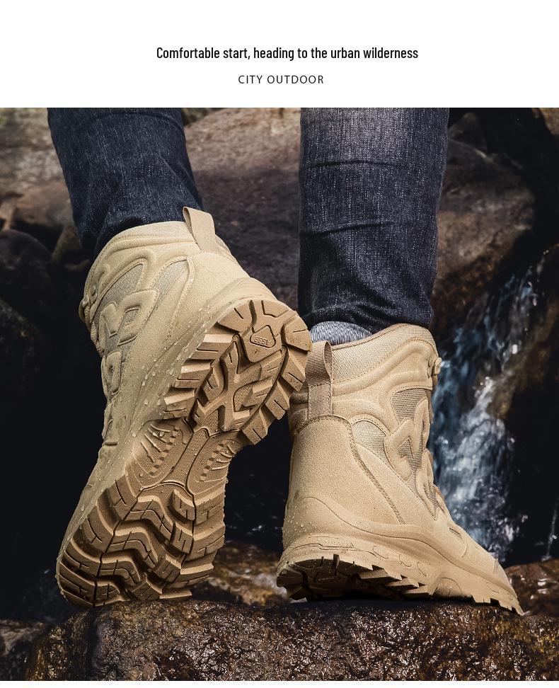 Plus Size Men's High-Top Tactical Hiking Boots for Outdoor Sports and Mountaineering
