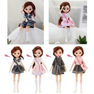 Adorable Girl Doll 28cm Ball Jointed Doll Body with Light Blue Curly Hair