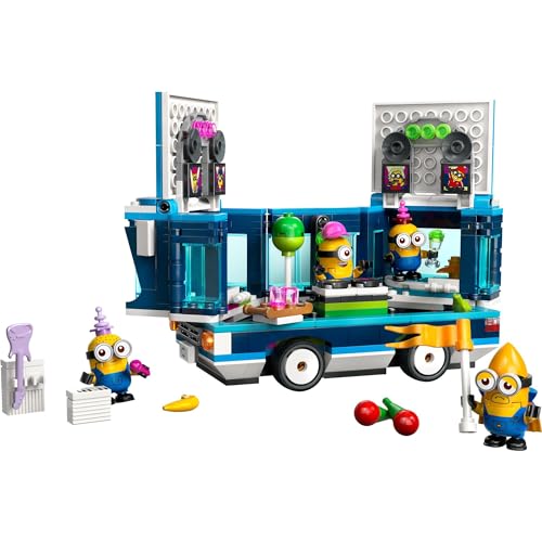 LEGO Minion Music Party Bus Toy, Birthday Gift, Building Blocks, for Girls and Boys Ages 7, 8, and 9, Pretend Play, Pretend Play, Model 75581