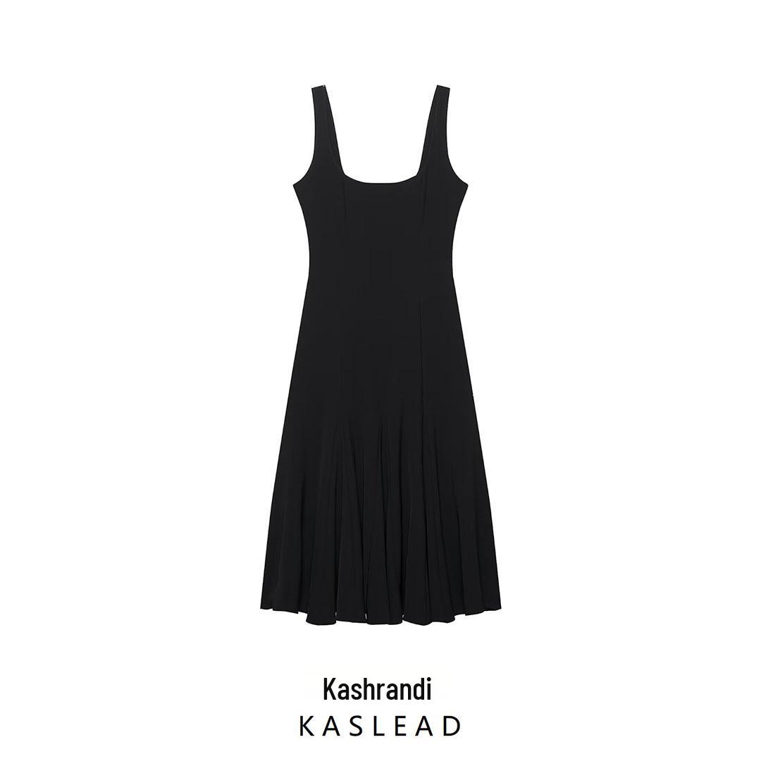 

2025 Spring Women s European & American Style Sleeveless Midi Dress XS чёрный