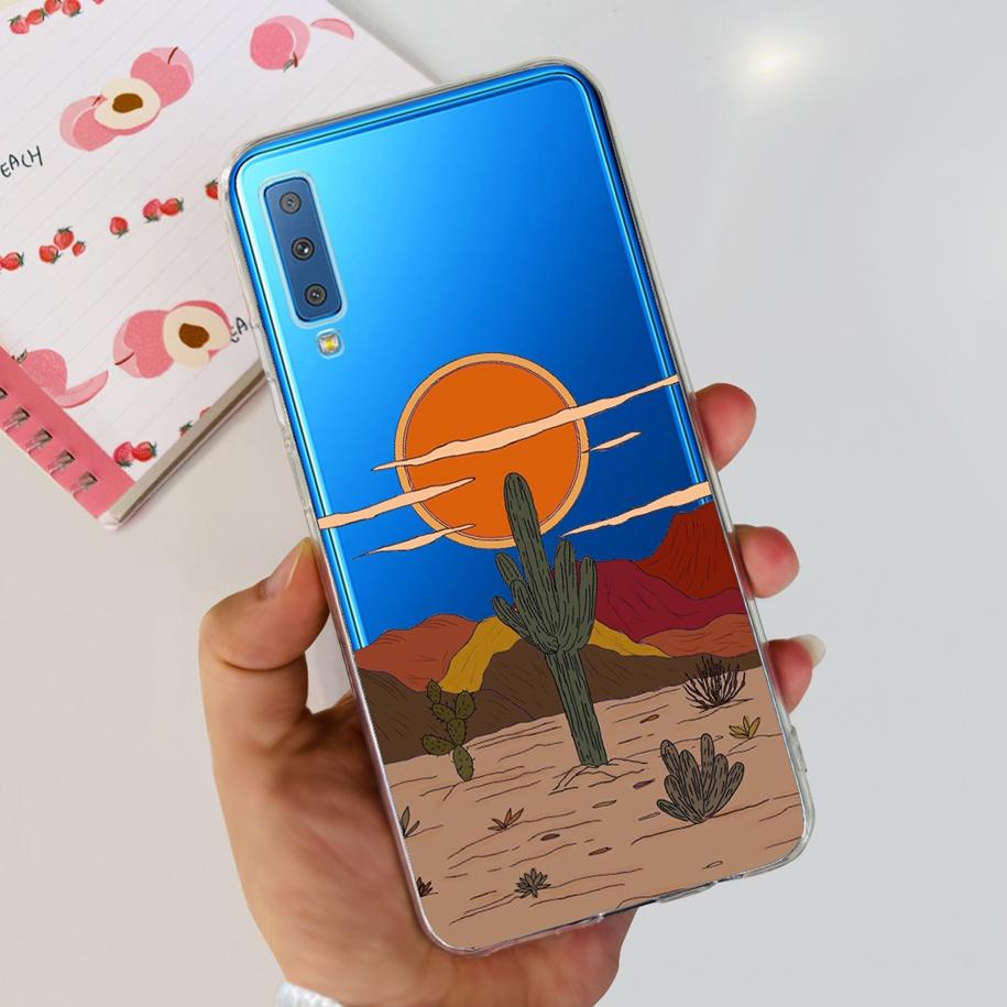For Cover Samsung Galaxy A7 2018 Case New Fashion Flower Bumper Soft Silicone Phone Case For Samsung A7 2018 A750 SM-A750F Coque