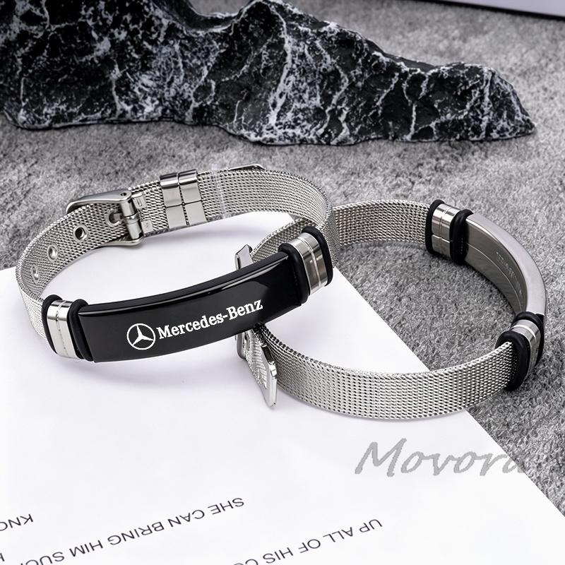 D4Fashion High-end Car Emblem Stainless Bracelet Versatile Adjustable Bracelet Gift For Mercedes Benz GLE63 CLS63 GLC63 W204 AMG