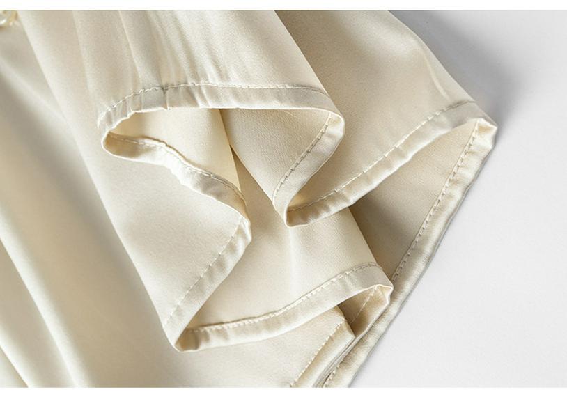 Women's Mulberry Silk White Satin Shirt - Long-Sleeved, Loose Fit, Elegant Commute Top