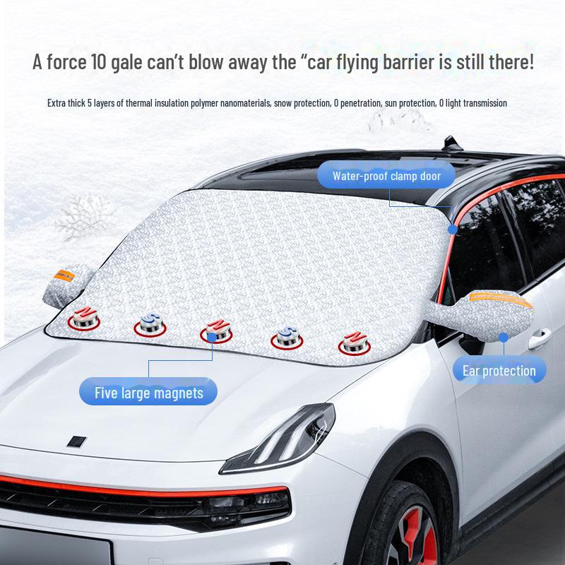 Car Windshield and Side Window Snow Shield - Anti-Frost Winter Cover and Sunshade