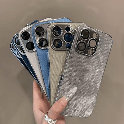 Electroplating Denim Pattern Comes with Protective Glasses for IPhone 16 Phone Case 13 Apple 17 ProMax Personality 14 New Model