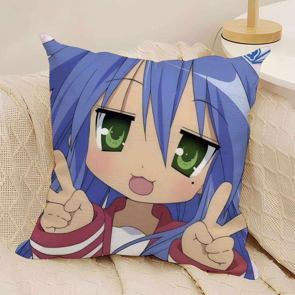 

Anime Lucky Star Pillow Case Natural Linen DoubleSided Printing Sofa Home Decor Cushion Cover 30X30cm