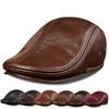 Elderly Autumn and Winter Leather Cap Men's Fashion Warm Cowhide Hat Thickened Beret