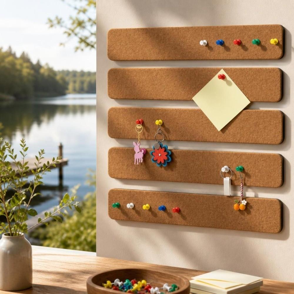 8PCS Polyester Fiber Bulletin Board Strip Adhesive Tabs Included Wall Decor Sticker Home Office