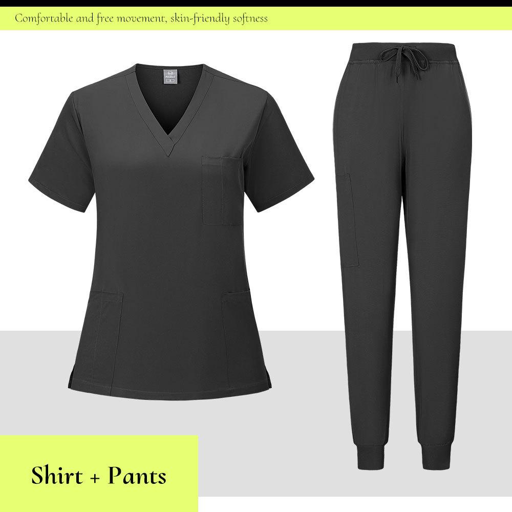 Ready-To-Ship: TEM Women's Scrub Set - 13 Colors, Four-Way Stretch, Short Sleeve, Long Pants