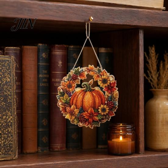 Sezonowy element dekoracyjny Dynia Akrylowy Dekor na Okno, Ornament Wianek Jesiennych Plonów na Święto Dziękczynienia Halloween, Wewnątrz Zewnątrz