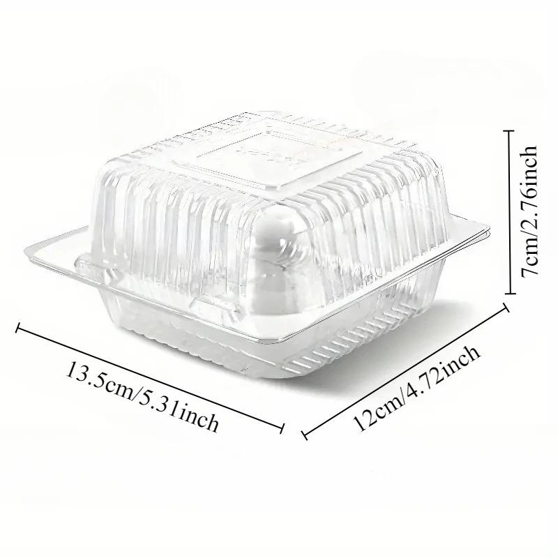 50/100PCS Transparent Plastic Cake Box with Flip Cover Square Dessert Box Wedding Party Mousse Fruit Cake Food Packing Box