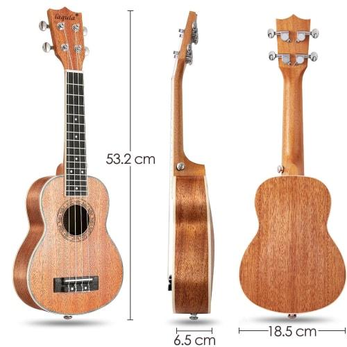 21-inch Mahogany Soprano Ukulele Beginner Set with Strap, Case, Picks, and Akira Strings