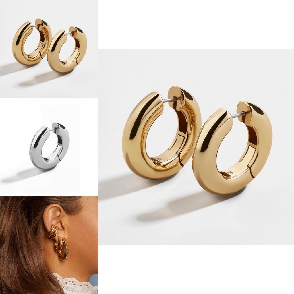 Elegant Minimalist Copper Hoop Earrings For Women Geometric Design Fashion Street Style