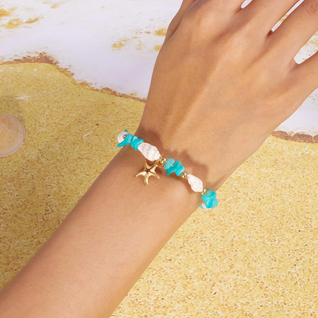 Braccialetto Boho Estivo 2026 con Conchiglie per Donna Fascino Naturale di Stella Marina Perline di Pietra Irregolare Braccialetti Gioielli per Vacanze al Mare Regalo per Feste