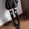 Women Gothic Skeleton Print Over Knee Socks Elastic Nylon Blend Thigh High Stockings For Halloween Event And Fall Outfit