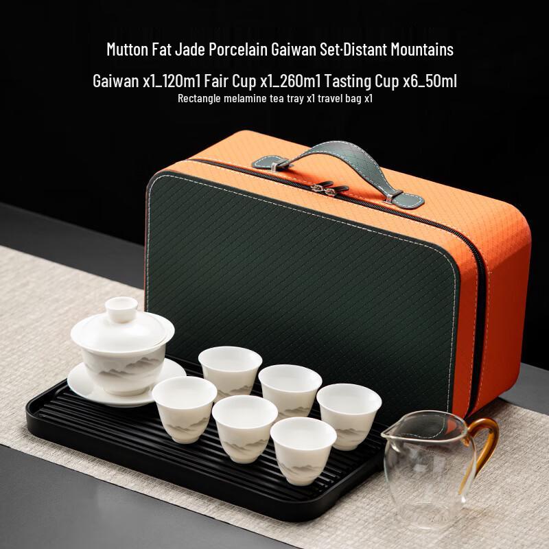 Jialang Portable Suet Jade Porcelain Kung Fu Travel Tea Set
