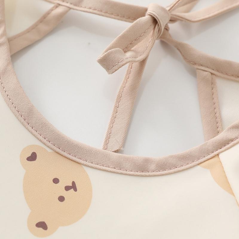 Reusable Waterproof Art Smock for Eating Feeding Drooling Bib Apron with Pocket Baby Toddler Long Sleeved Bibs Scarf