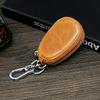 Leather Car Key Case With Double Zipper For Daily Use In Vintage Retro Style