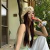 Breathable Hollowed Out Beret Thin Crochet Knitted Cap Brimless Flower Hat  Girls