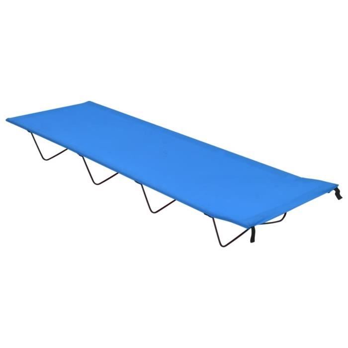 Lit de camping - vidaXL - 180x60x19 cm - Tissu Oxford 600D - Acier - Bleu