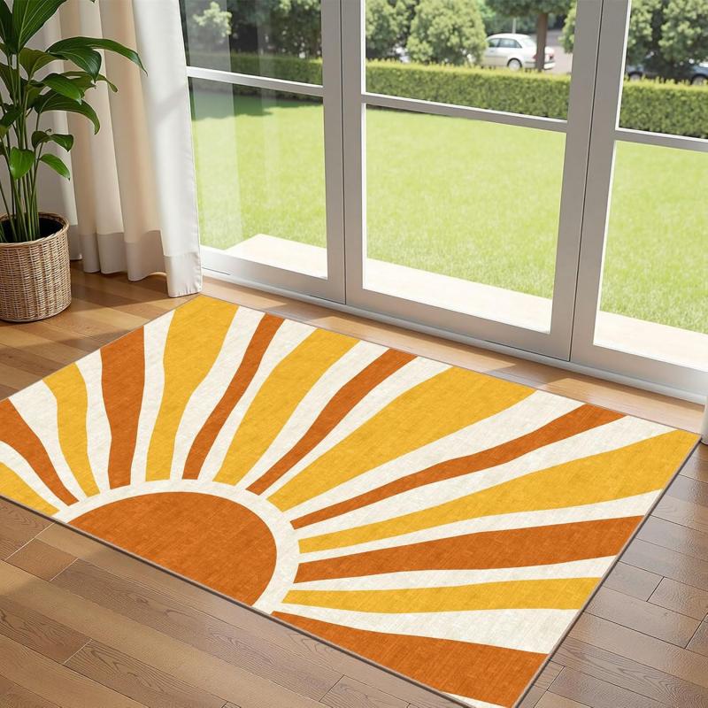 Tropical Green Leaf Welcome Floor Mat - Bohemian Slip-resistant Washable Indoor/Outdoor Entrance Rug for Home Decoration