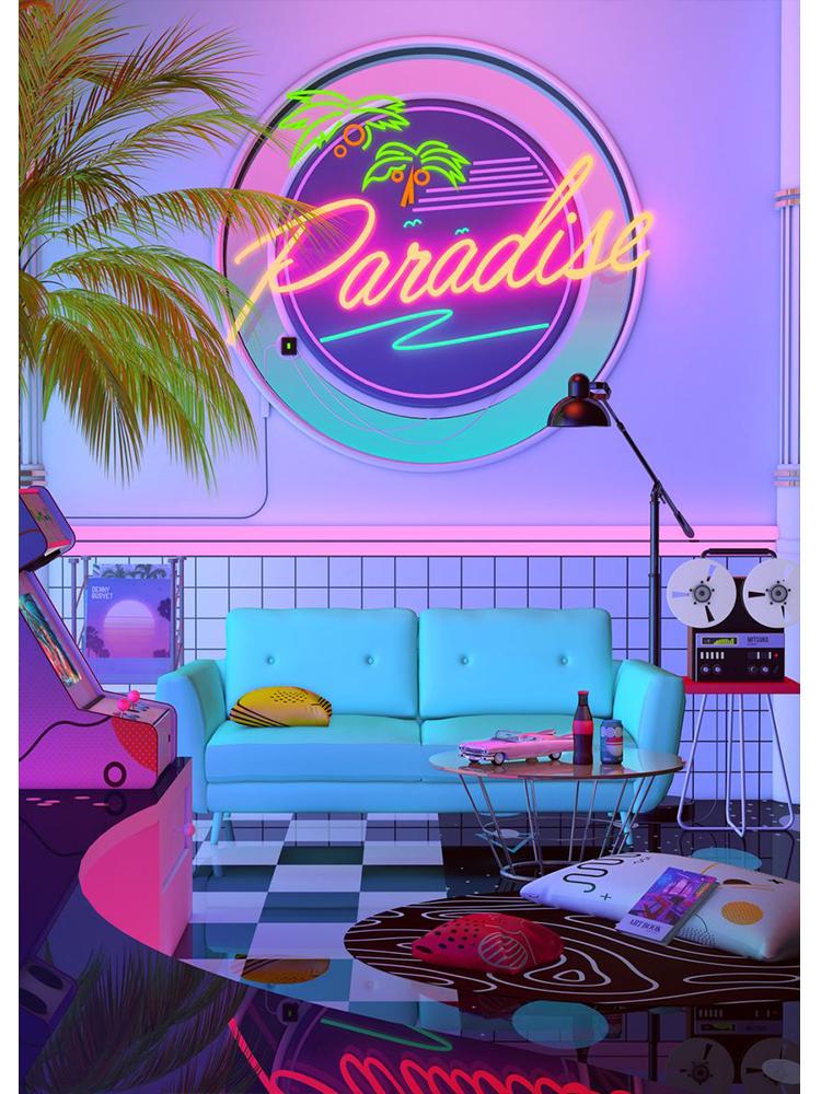 Neon Synthwave Arcade Zone Dream Posters Canvas Painting Game Playroom Wall Art Picture For Cafe Club Room Home Decoration