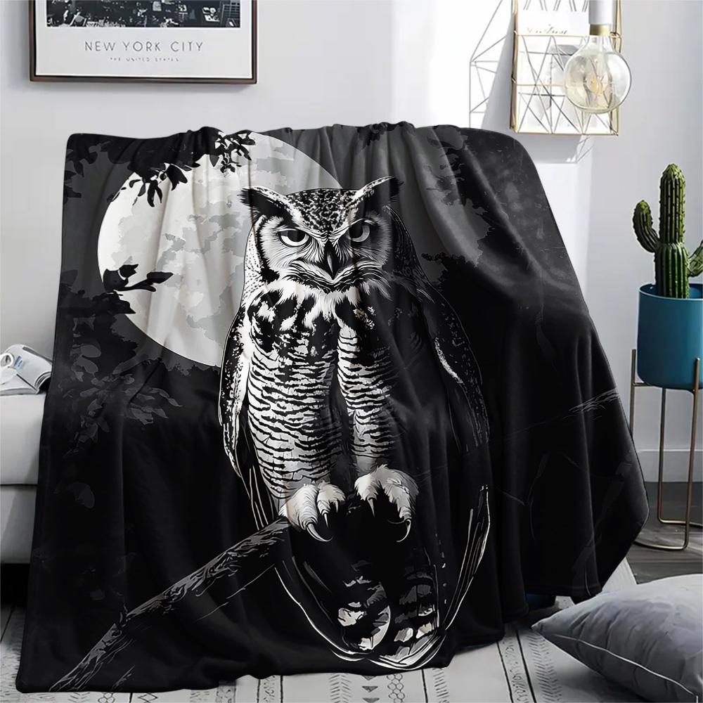 Owl Print Flannel Blanket, High quality Comfortable for All Seasons, Home Decor, Warmth and Comfort, Perfect for Christmas Gifts