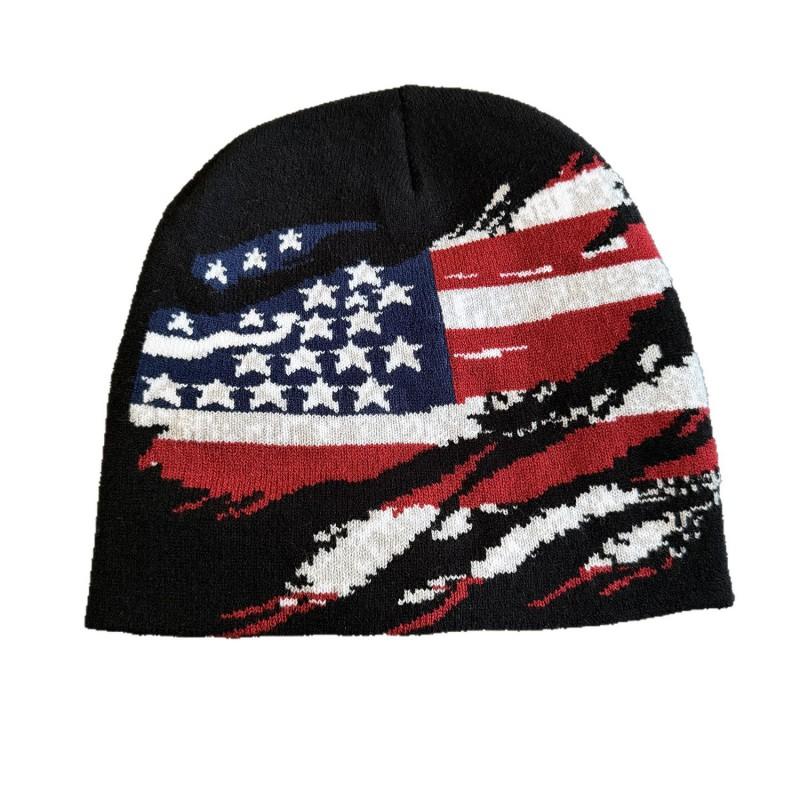American Trend Winter Flag Knit Beanie Men Women Warm Hip Hop Streetwear