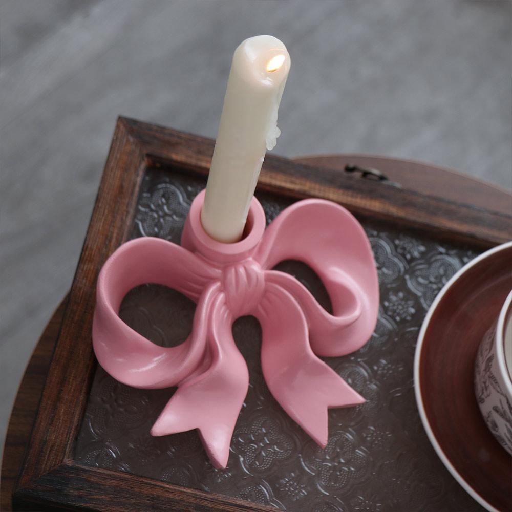 Unique Long Candle Candlestick Romantic Bowknot Shape Candlestick Candle Stands  Living Room