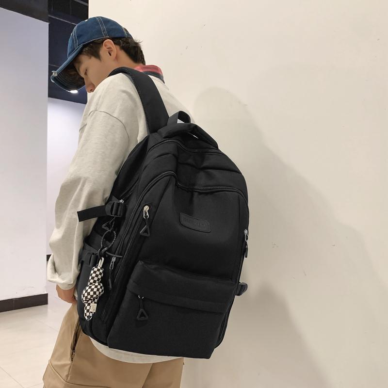 Backpack Female Junior Senior High School Student Schoolbag Solid Color Large Capacity Backpack