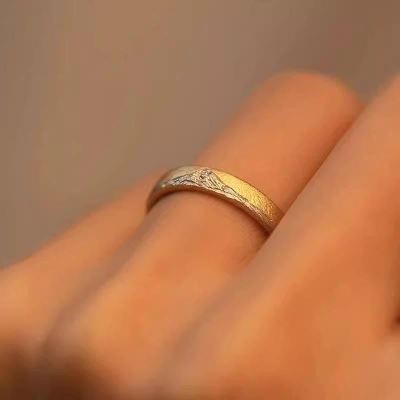 Menn Ring 925 Sterling Sølv Smykker Justerbar Trendy Gold Mountain Design Ring Mann Pekefinger Tilbehør