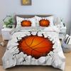 Sports Balls Duvet Cover 3D Basketball In A Hole Bedding Set Twin For Boys Teens Room Microfiber Cool Basketball Comforter Cover