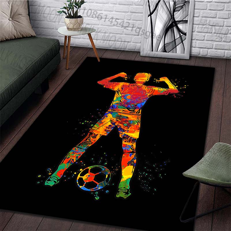 Football Sports Watercolor Splash Art Print Carpet Rug for Living Room Bedroom Sofa Doormat Home Decor Non-slip Floor Mat