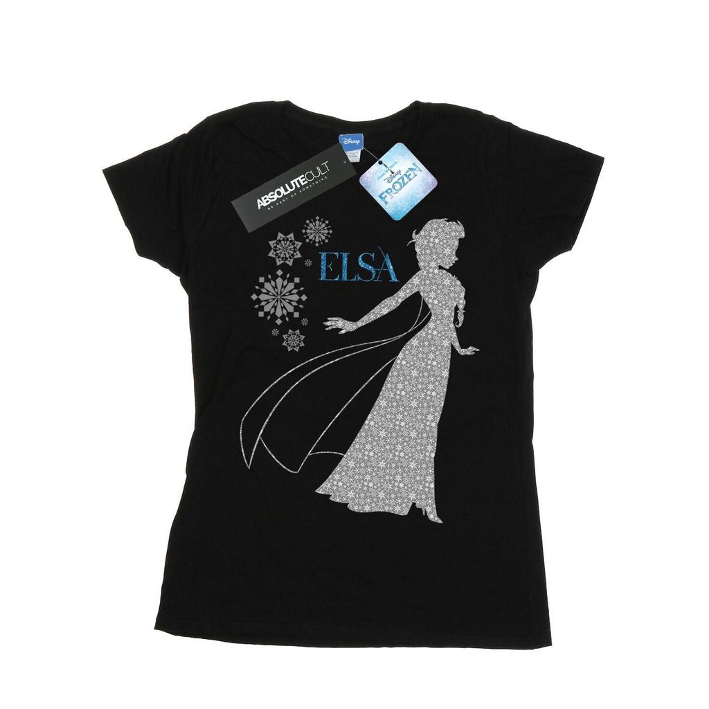Disney Womens/Ladies Frozen Elsa Christmas Silhouette Cotton T-Shirt