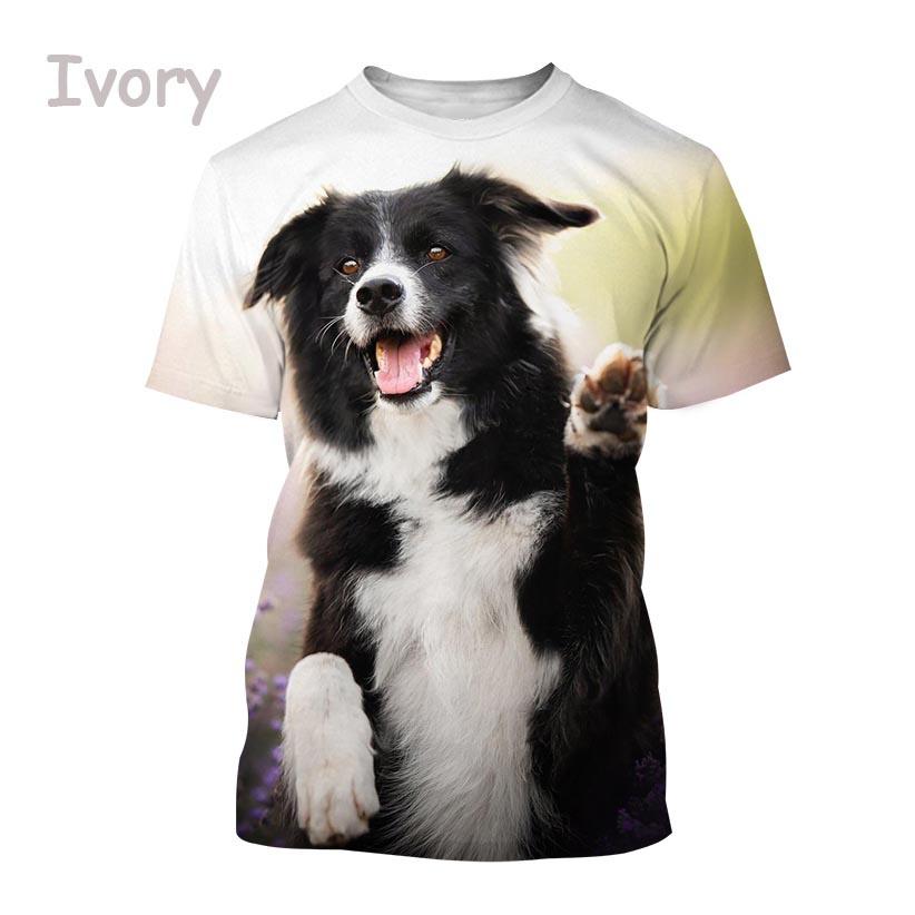 New Popular Border Collie 3D Printed T-shirt Fashion Cute Dog Unisex Animal Round Neck Casual Short Sleeve