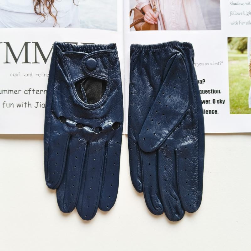 Women's Sheepskin Driver Gloves Thin Breathable Unlined Colored Leather Gloves Summer