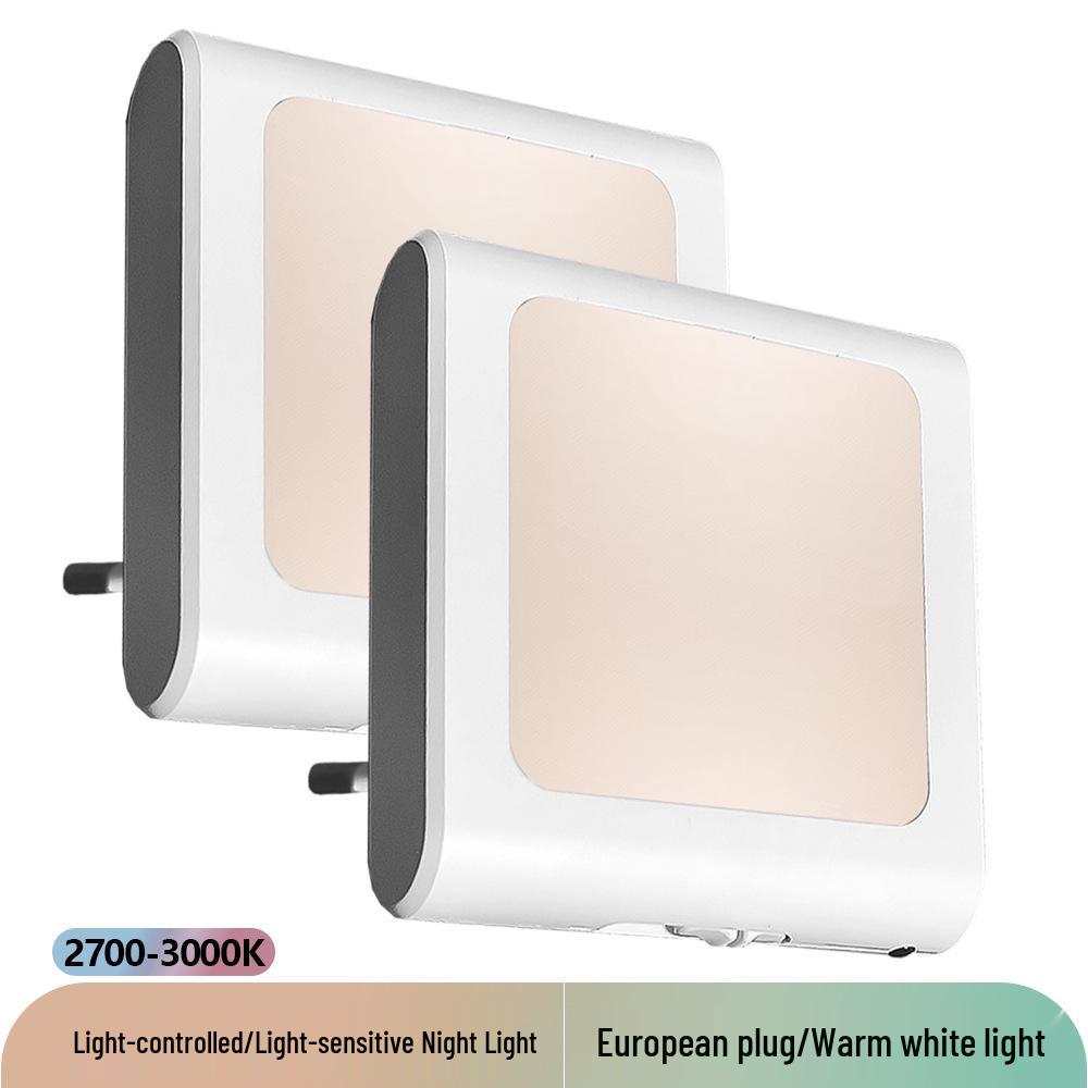 Warm White LED Night Light with Light Sensor - Auto-Off Day & Auto-On Night, European Plug