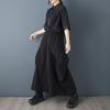 Plus size Vintage black high Waist Casual loose long Summer wide leg Pants Women Trousers