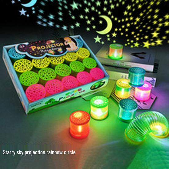 Cartoon Projection Rainbow Ring - Flashing Slinky Toy for Kids