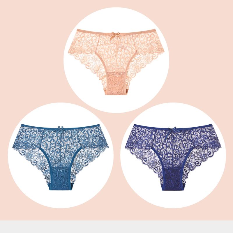 

Женские трусики Прозрачные брифы 3 шт. Сексуальное кружево Дышащее нижнее белье Женские трусики Комплект Женское нижнее белье для девочек XL