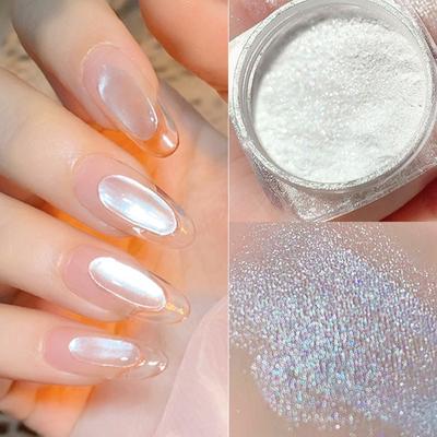 Nail Art Ice Muscle Powder Perlglanzpulver, Ice Cube Nail Art Highlight Powder Polarisiertes feines Glitzerpulver aus menschlichem Fisch